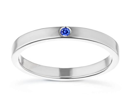 Blue Sapphire Single Stone Stackable Band Sale