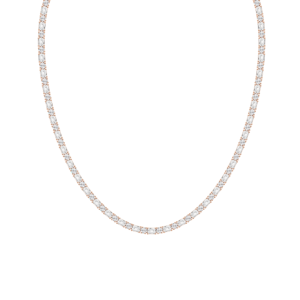 Classic Round and Emerald Cut Tennis Necklace Sale