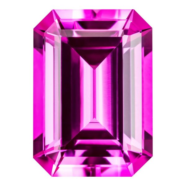 0.33 Carat Emerald Cut Lab-Created Pink Champagne Sapphire Fashion