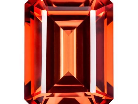 0.36 Carat Emerald Cut Lab-Created Padparadscha Hot on Sale